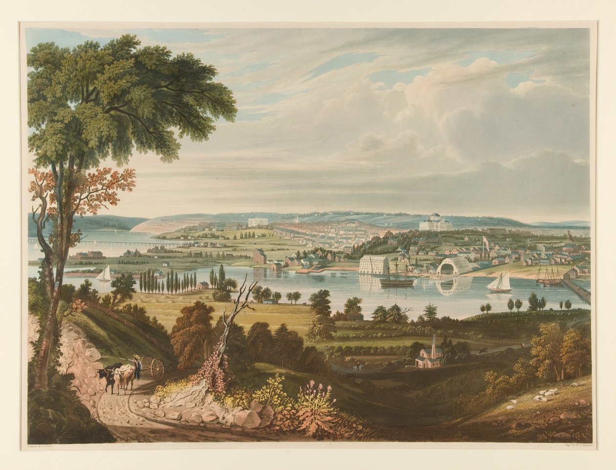 Miasto Waszyngton widziane zza stoczni marynarki wojennej autorstwa William James Bennett