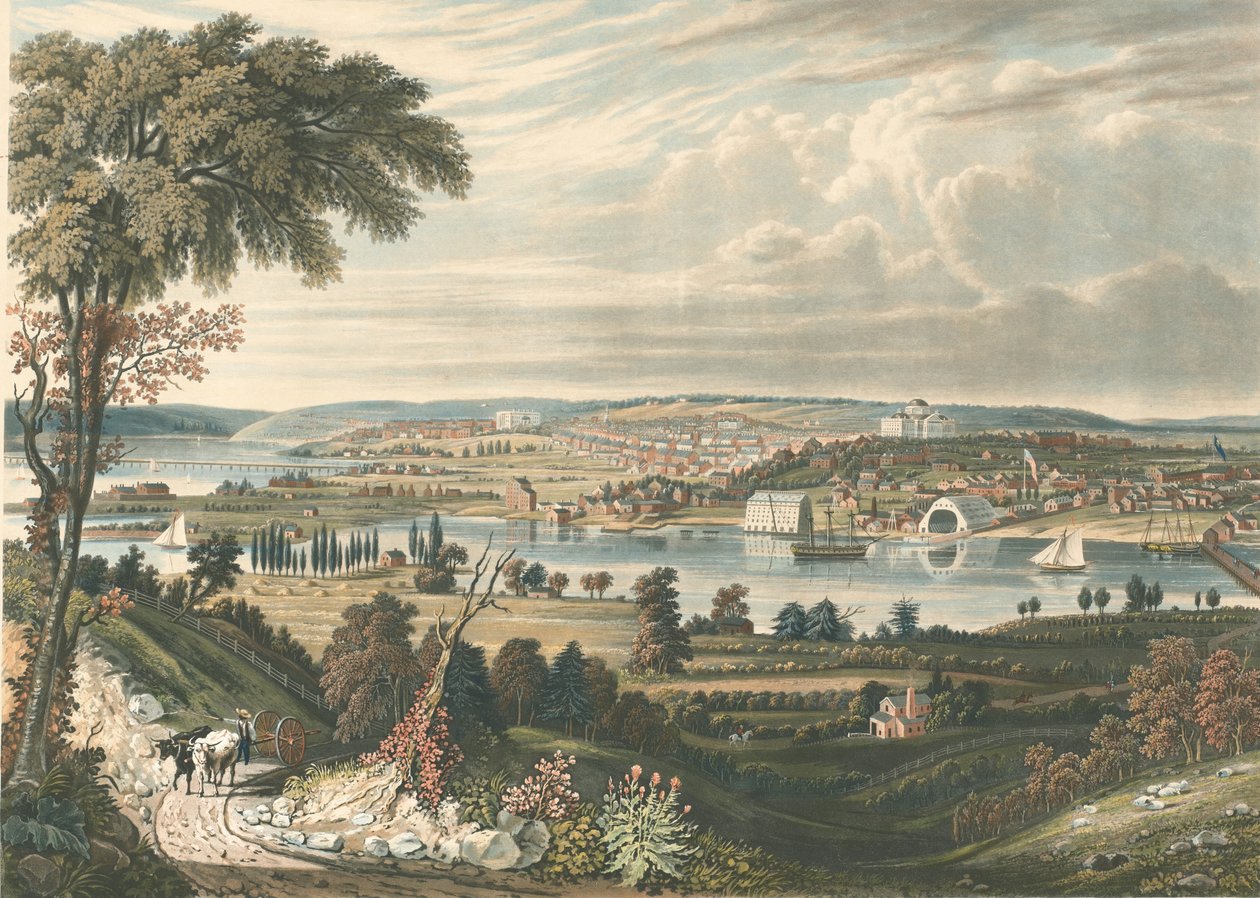 Miasto Waszyngton: Spoza stoczni marynarki wojennej, opublikowane w 1834 r. autorstwa William James Bennett