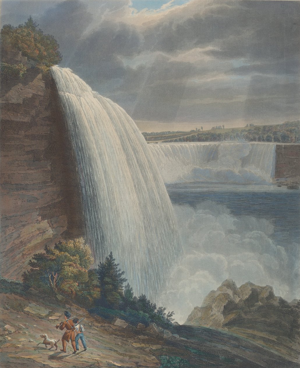 Wodospad Niagara z podnóża schodów, 1829. autorstwa William James Bennett