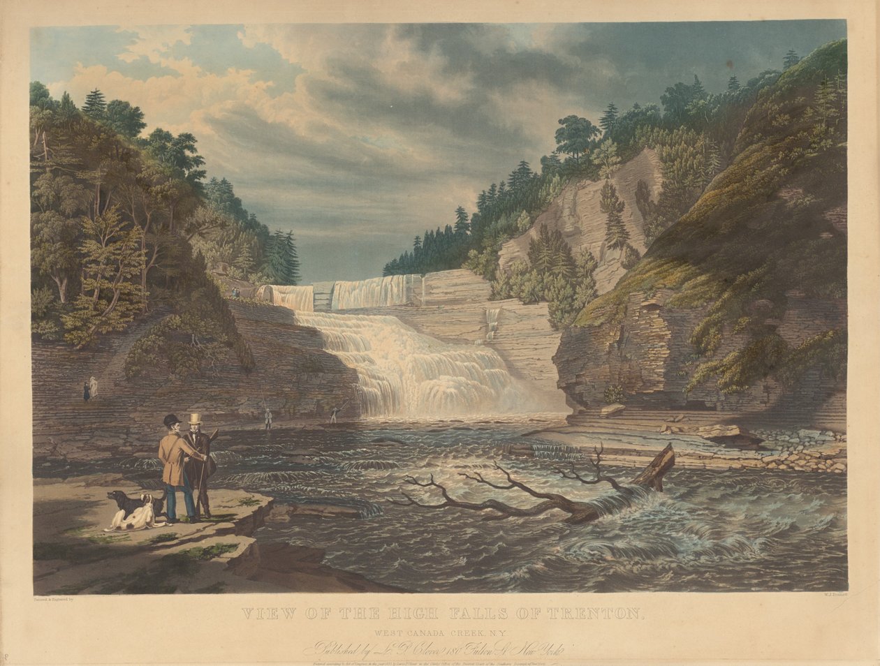 Widok na High Falls w Trenton: West Canada Creek, Nowy Jork autorstwa William James Bennett