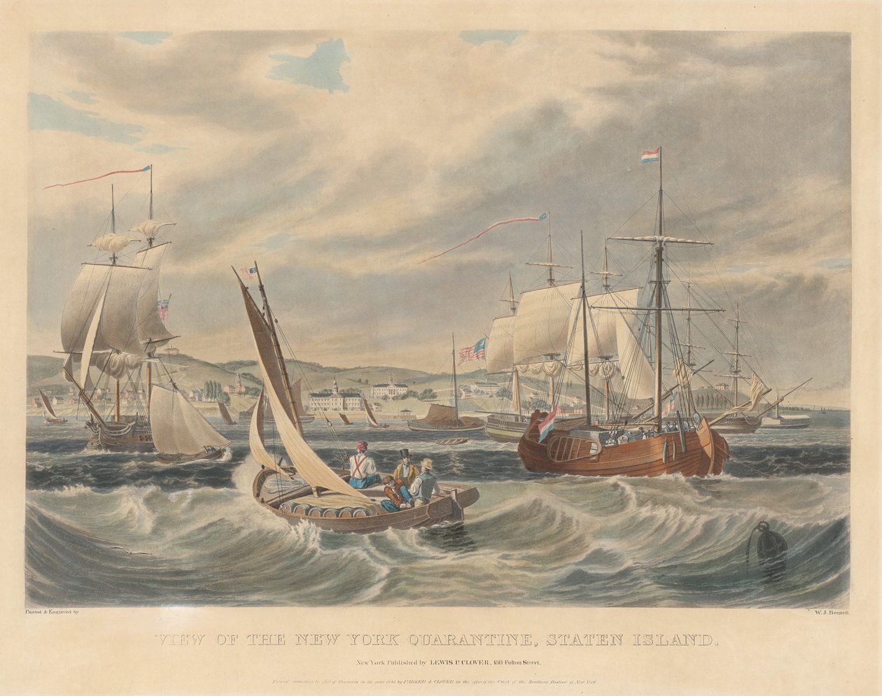 Widok na nowojorską kwarantannę, Staten Island autorstwa William James Bennett