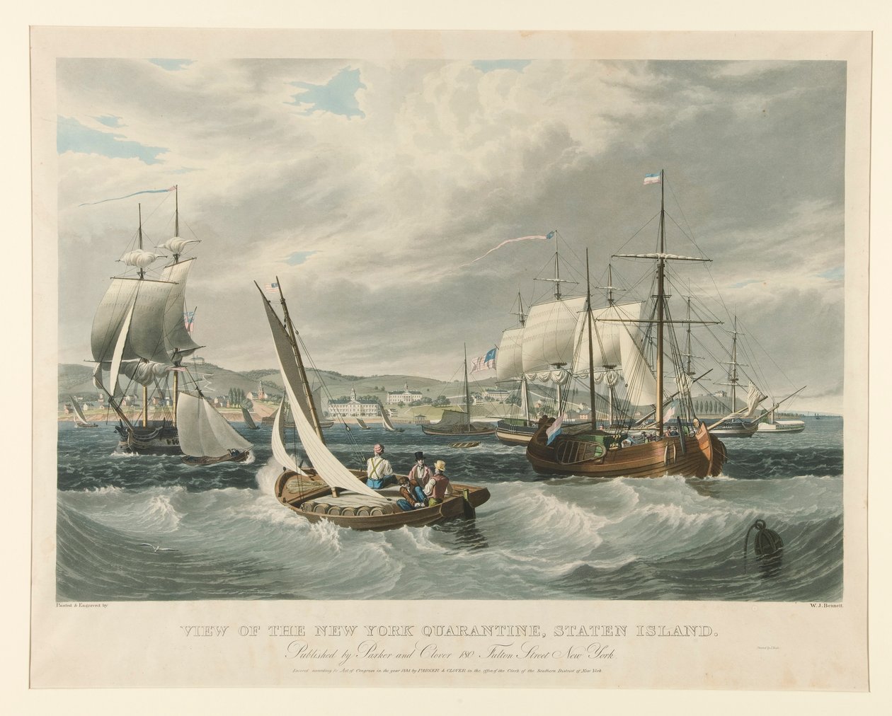 Widok nowojorskiej kwarantanny, Staten Island. autorstwa William James Bennett