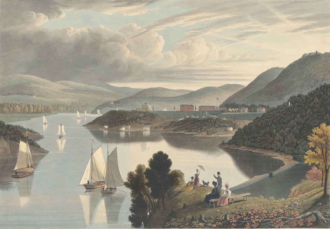 West Point, z góry Washington Valley: Patrząc w dół rzeki, opublikowana w 1834 r. autorstwa William James Bennett