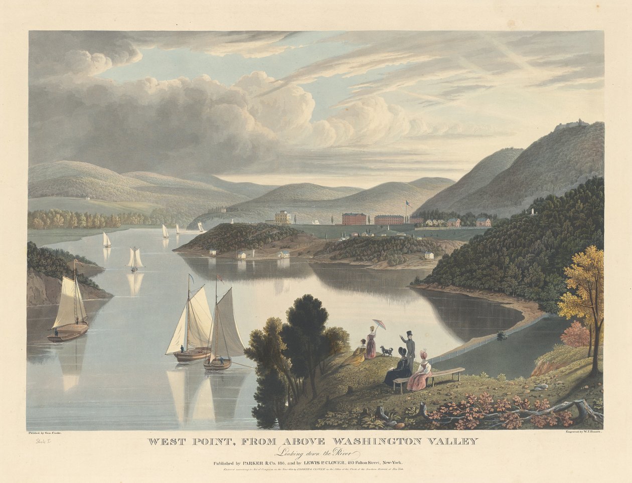 West Point, z góry Washington Valley: Patrząc w dół rzeki autorstwa William James Bennett after George Cooke