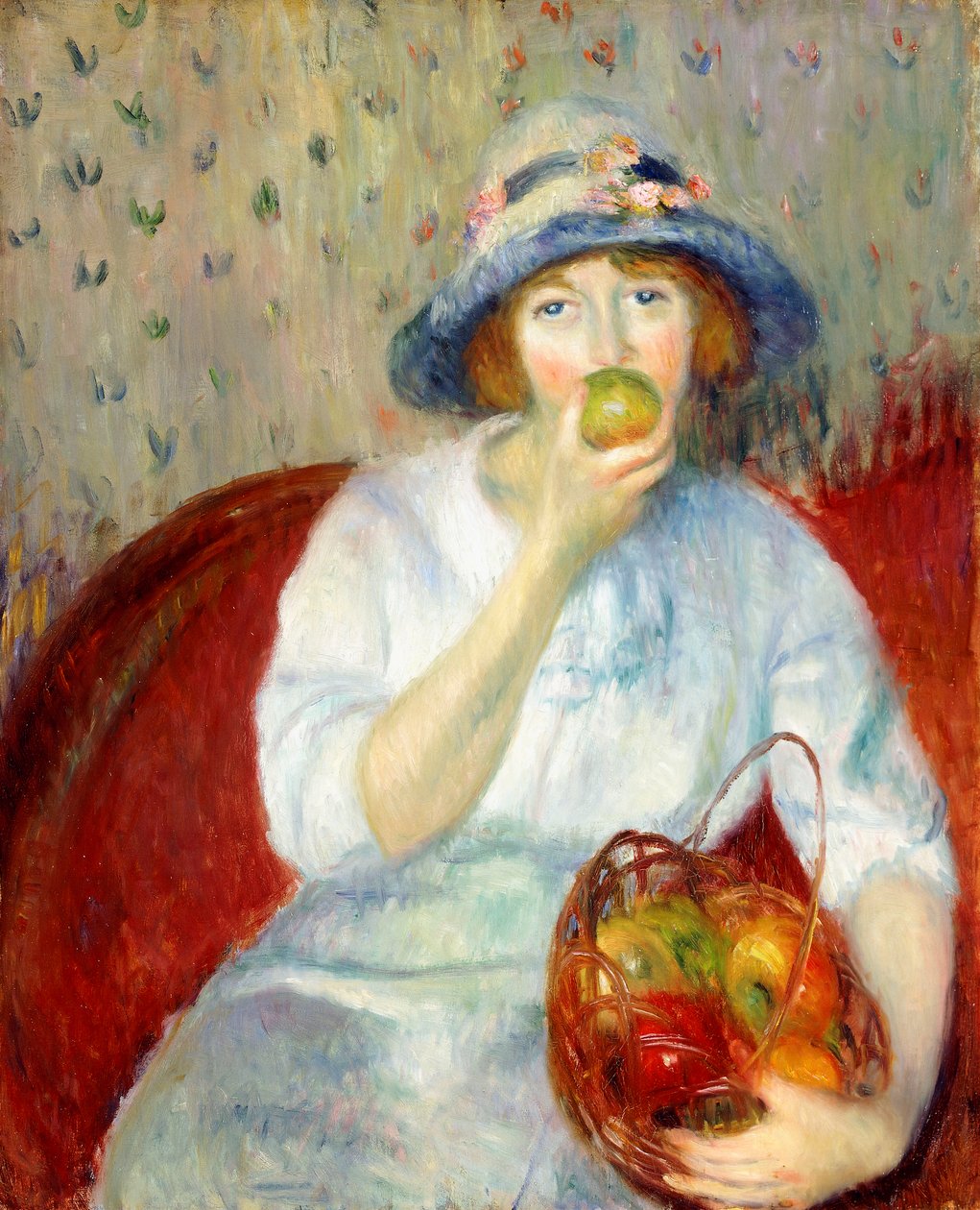 Dziewczyna z zielonym jabłkiem autorstwa William James Glackens