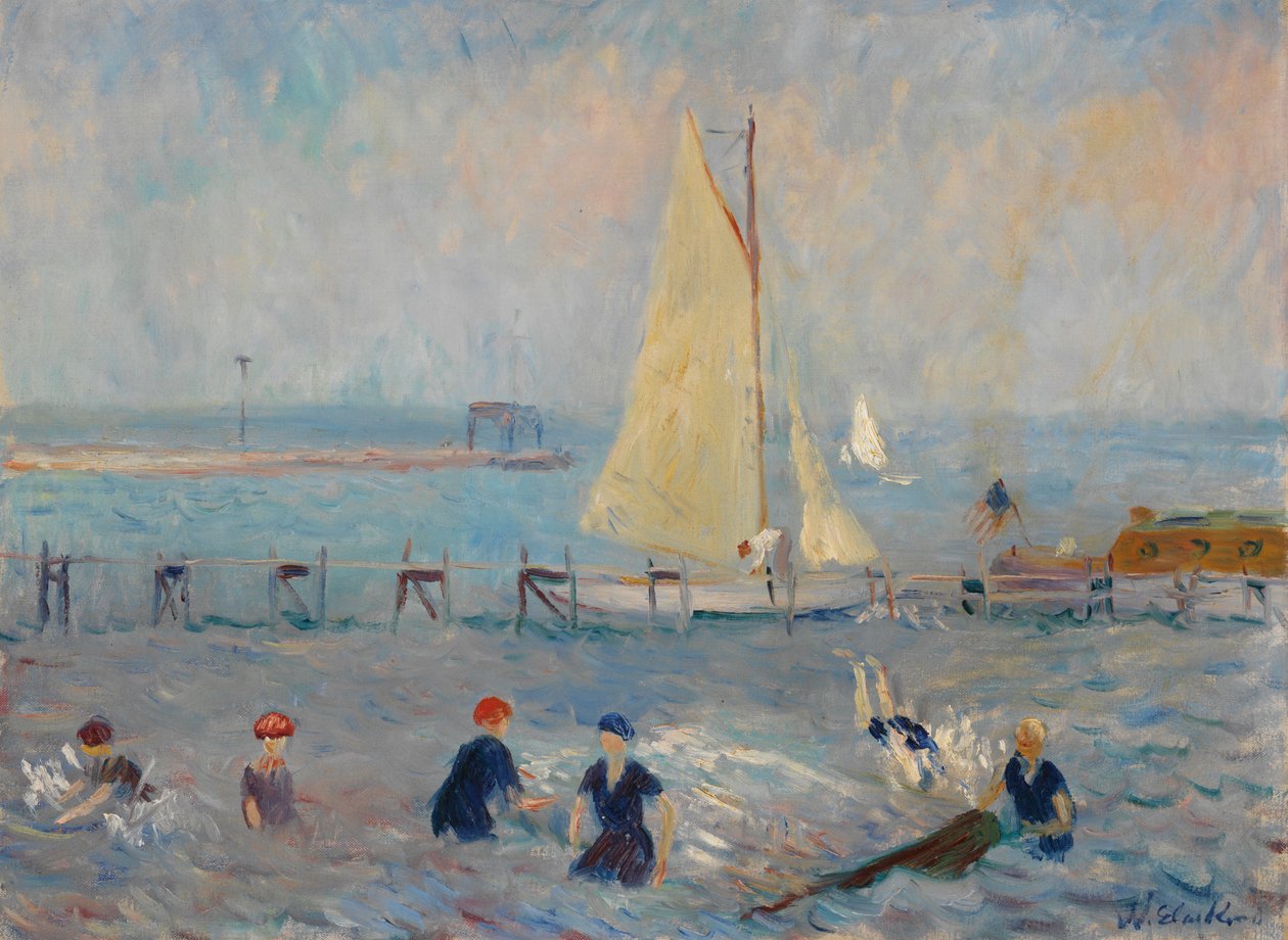 Pejzaż morski z sześcioma kąpiącymi się, Bellport autorstwa William James Glackens