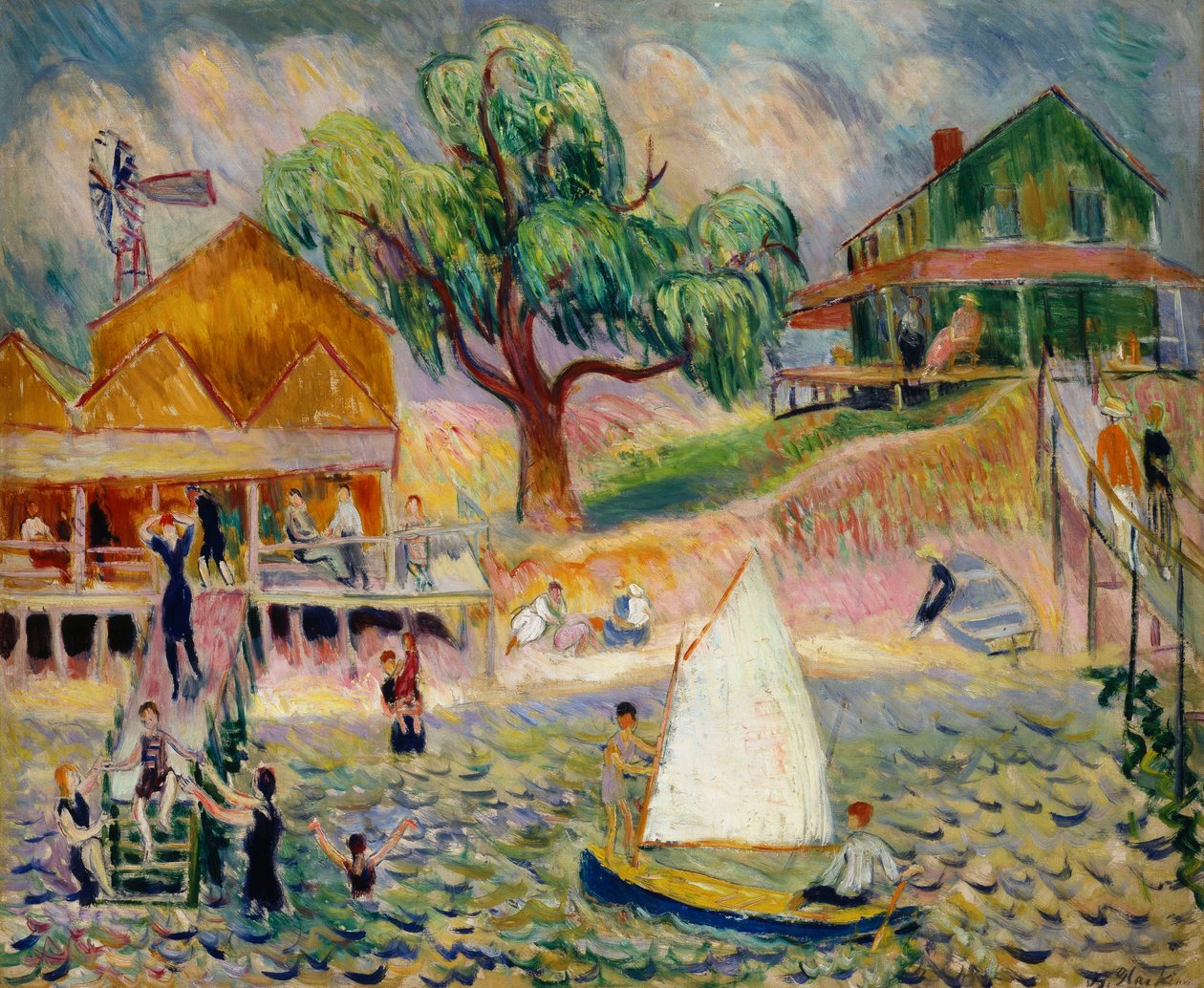 The Green Beach Cottage, Bellport, Long Island, ok. 1911-1916 (olej na płótnie) autorstwa William James Glackens