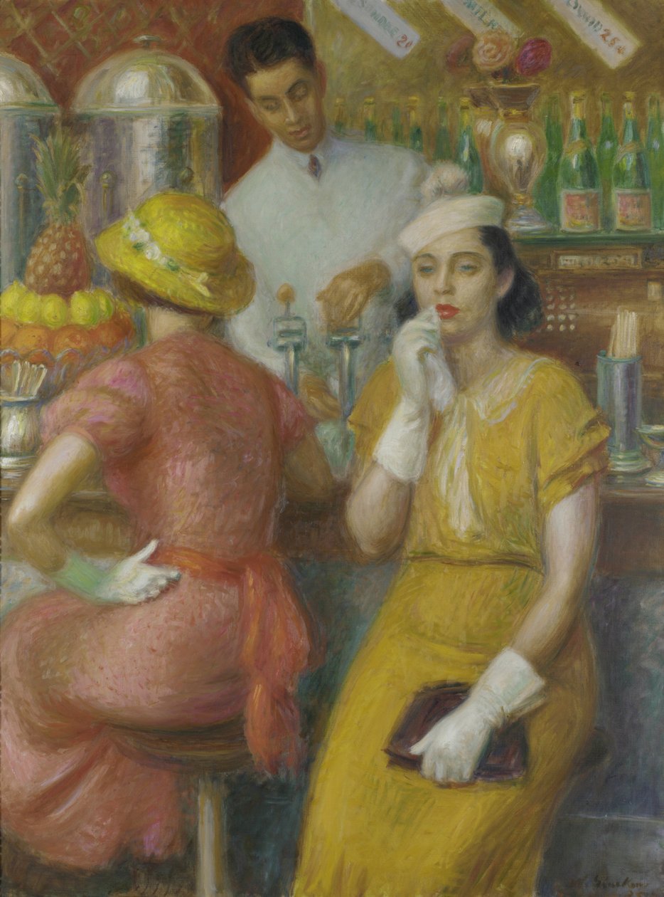Fontanna sodowa, 1935 autorstwa William James Glackens