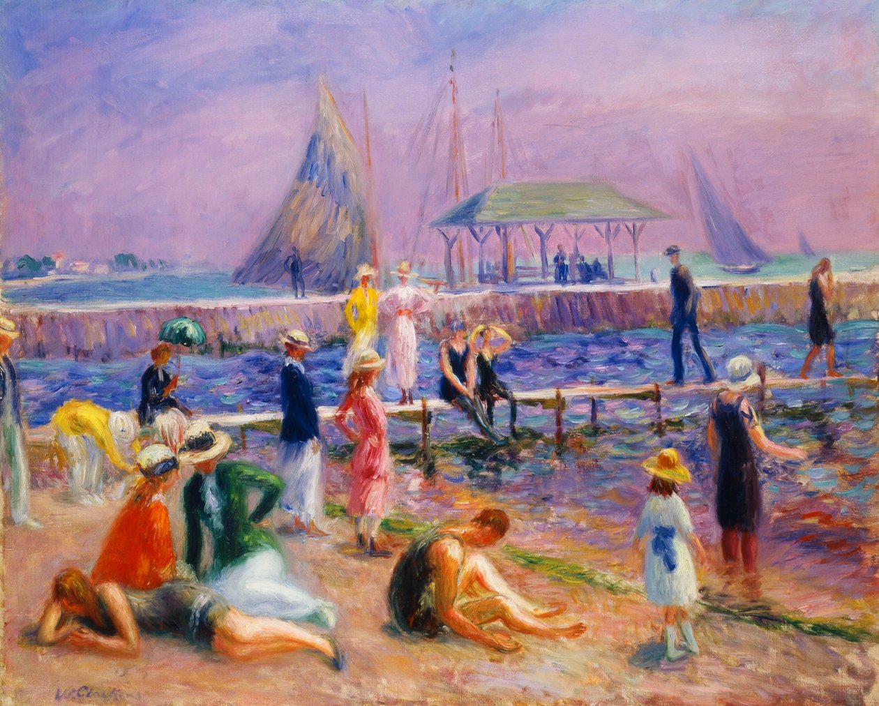 Molo miejskie – Blue Point, Long Island autorstwa William James Glackens