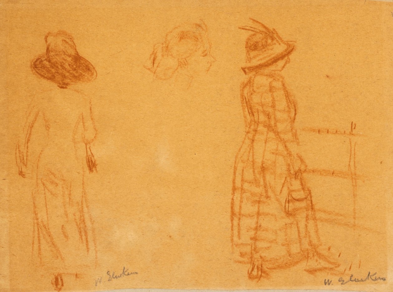 Dwie kobiety i głowa kobiety autorstwa William James Glackens