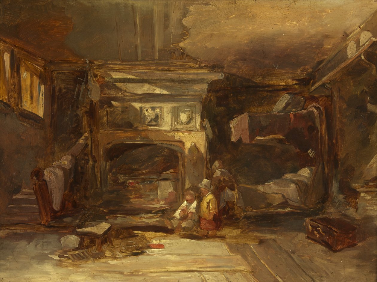 Wnętrze walijskie, ok. 1844 (olej na płycie) autorstwa William James Muller