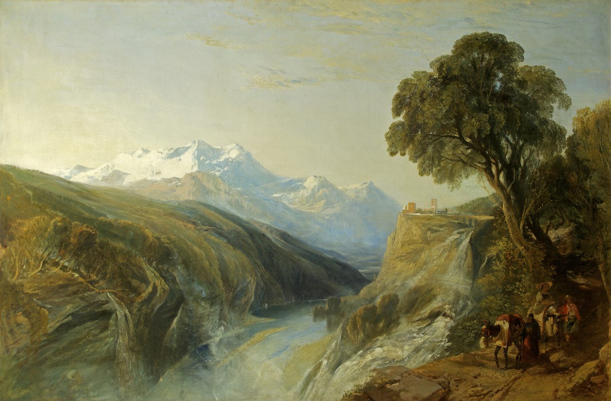 Scena alpejska (olej na płótnie) autorstwa William James Muller