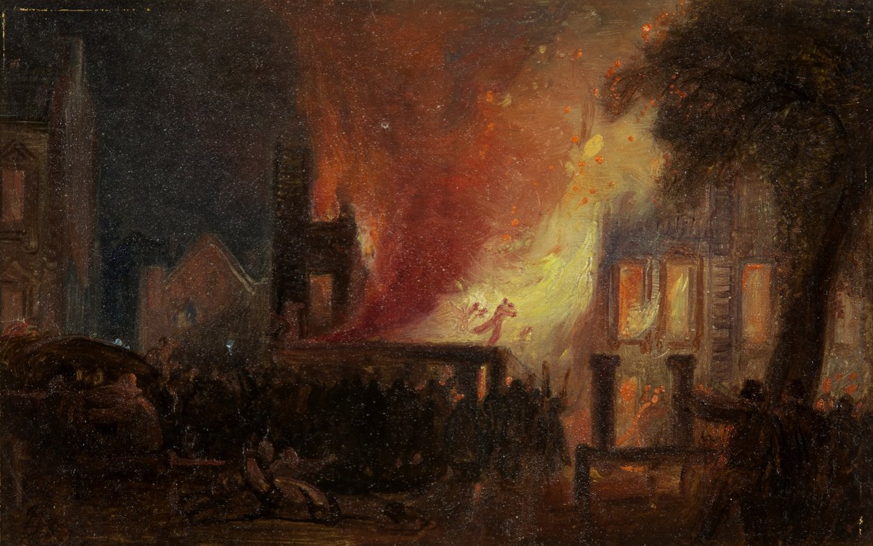 Bristol Riots: The Burning of Queen Square: Custom House autorstwa William James Muller