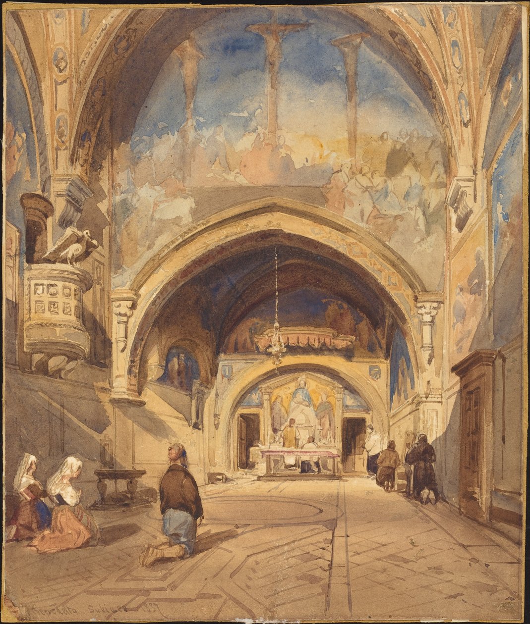 Wnętrze kościoła San Benedetto, Subiaco autorstwa William James Muller