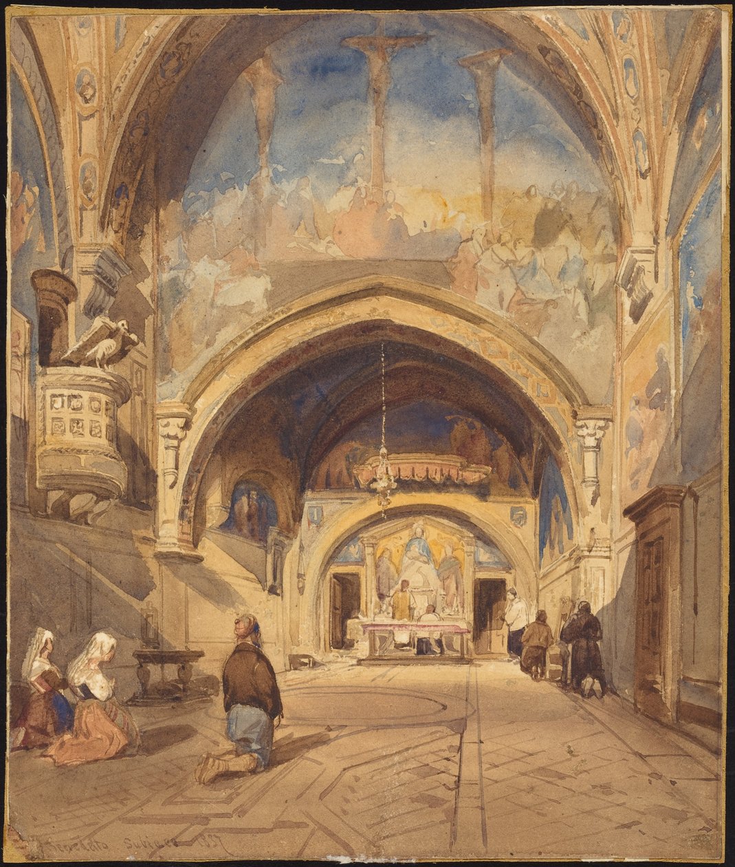 Wnętrze kościoła San Benedetto w Subiaco autorstwa William James Muller