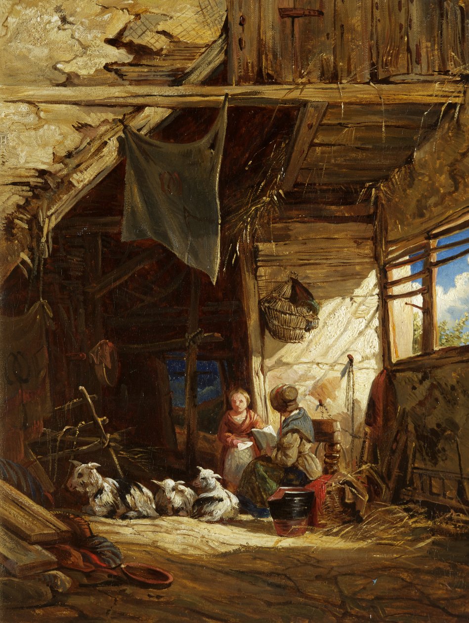 Wnętrze z kozami - Bettws-y-Coed autorstwa William James Muller