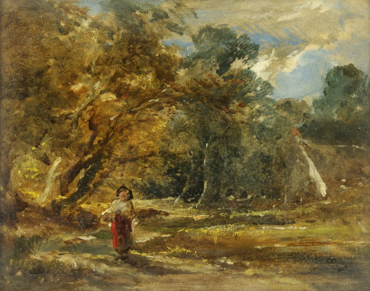 Krajobraz z dziewczyną (olej na pokładzie) autorstwa William James Muller