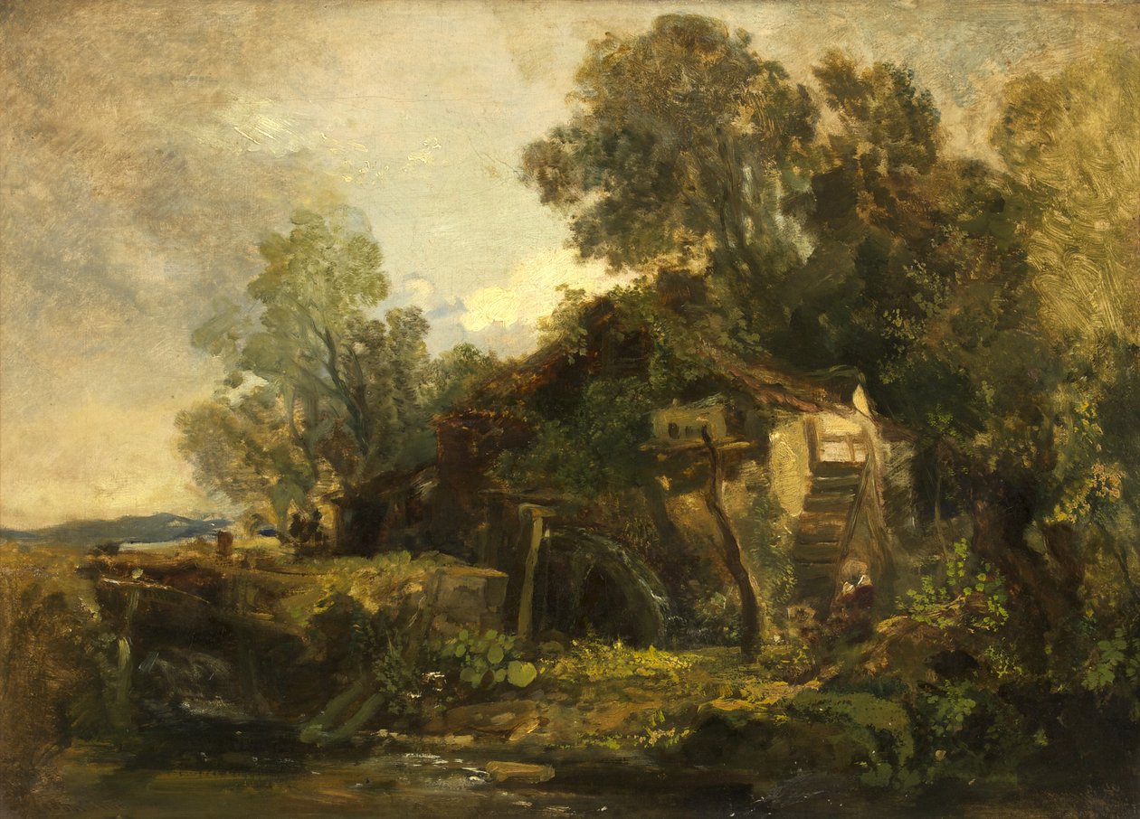 Młyn w Mells, Somerset (olej na panelu) autorstwa William James Muller
