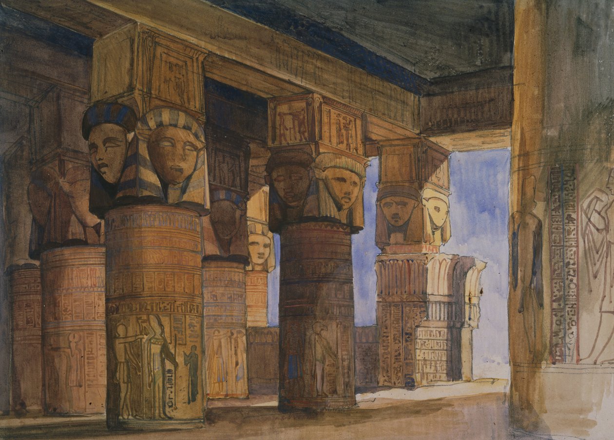 Świątynia Dendera, Górny Egipt (akwarela na papierze) autorstwa William James Muller