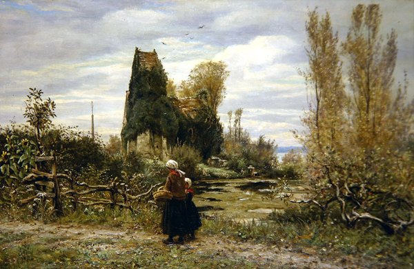 Ścieżka przez ruinę (olej na płótnie) autorstwa William John Hennessy