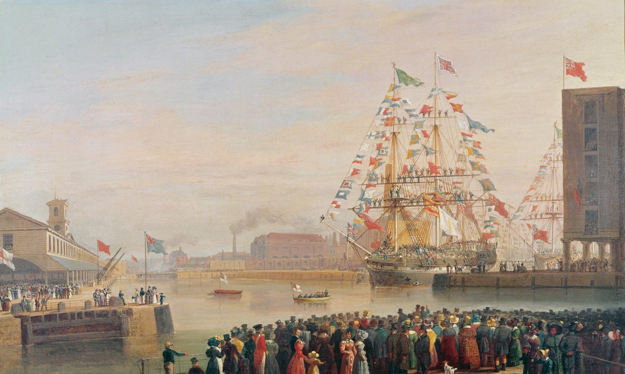 Otwarcie doku św. Katarzyny, 25 października 1828 r. autorstwa William John Huggins