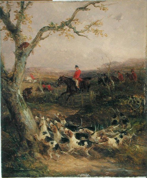 Południowy wiatr i zachmurzone niebo Ogłoś poranek myśliwski (olej na pokładzie) (patrz 225061-225062) autorstwa William Joseph Shayer