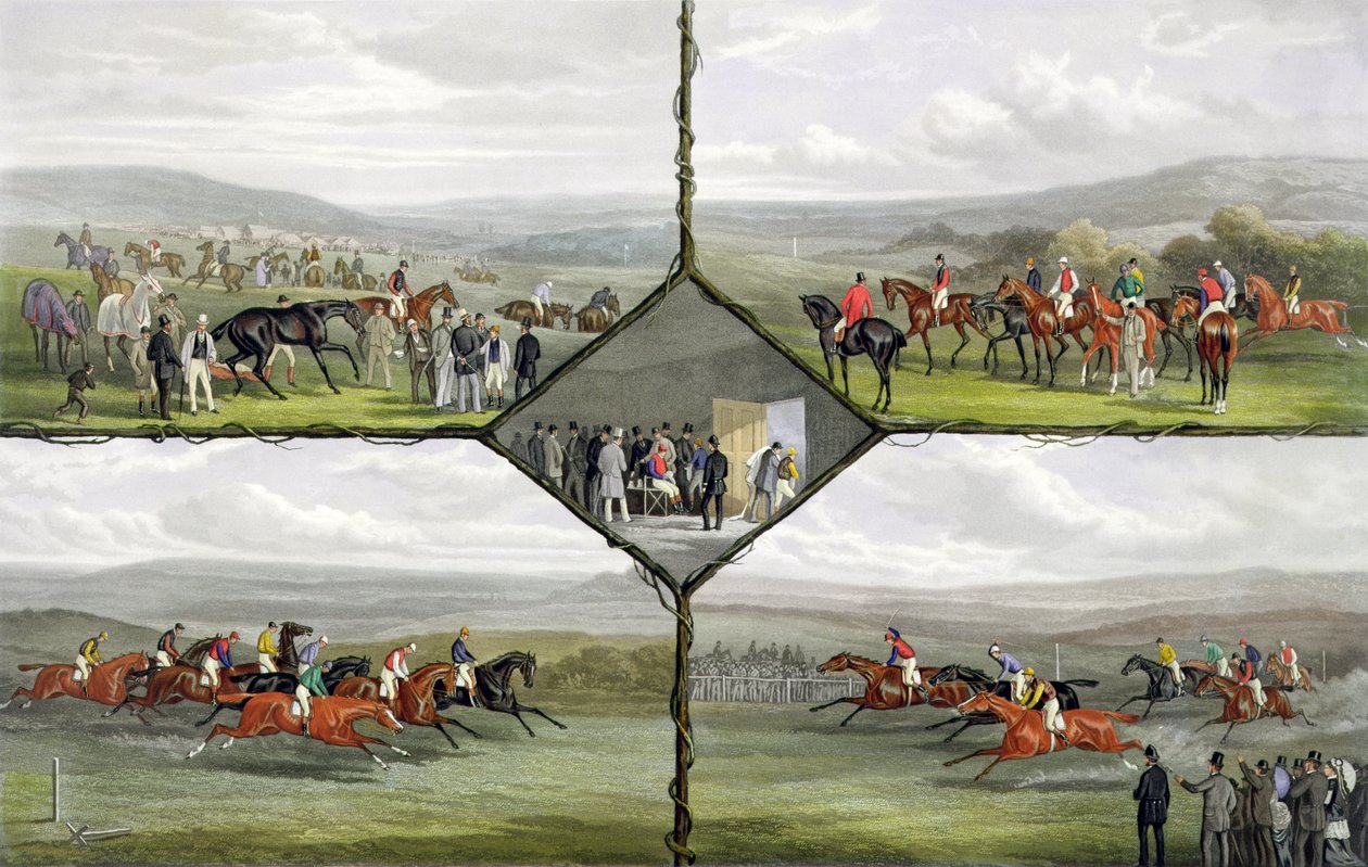 Racing Incidents, rycina Edwarda Gilberta Hestera (ok. 1843-1903) wydana przez Arthura Ackermanna, 1876 (akwatinta barwna) autorstwa William Joseph Shayer