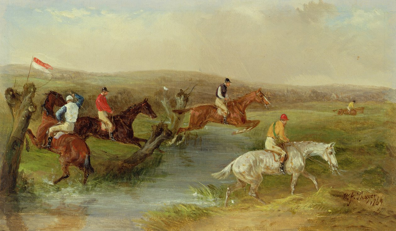 Bieg z przeszkodami: Potok (olej na płótnie) autorstwa William Joseph Shayer