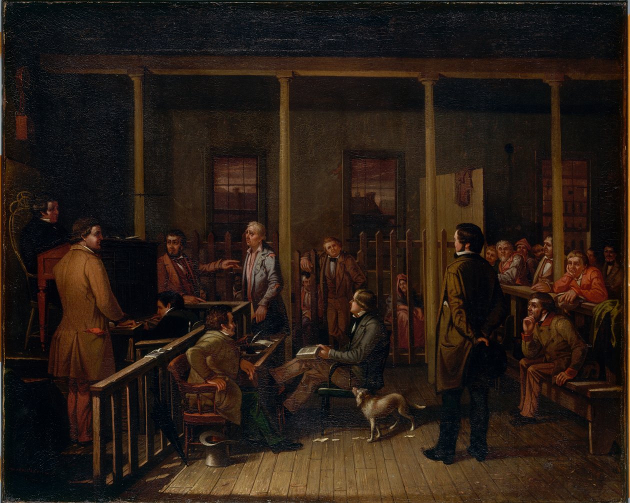 Sala sądowa w Missouri, 1852. autorstwa William Josiah Brickey