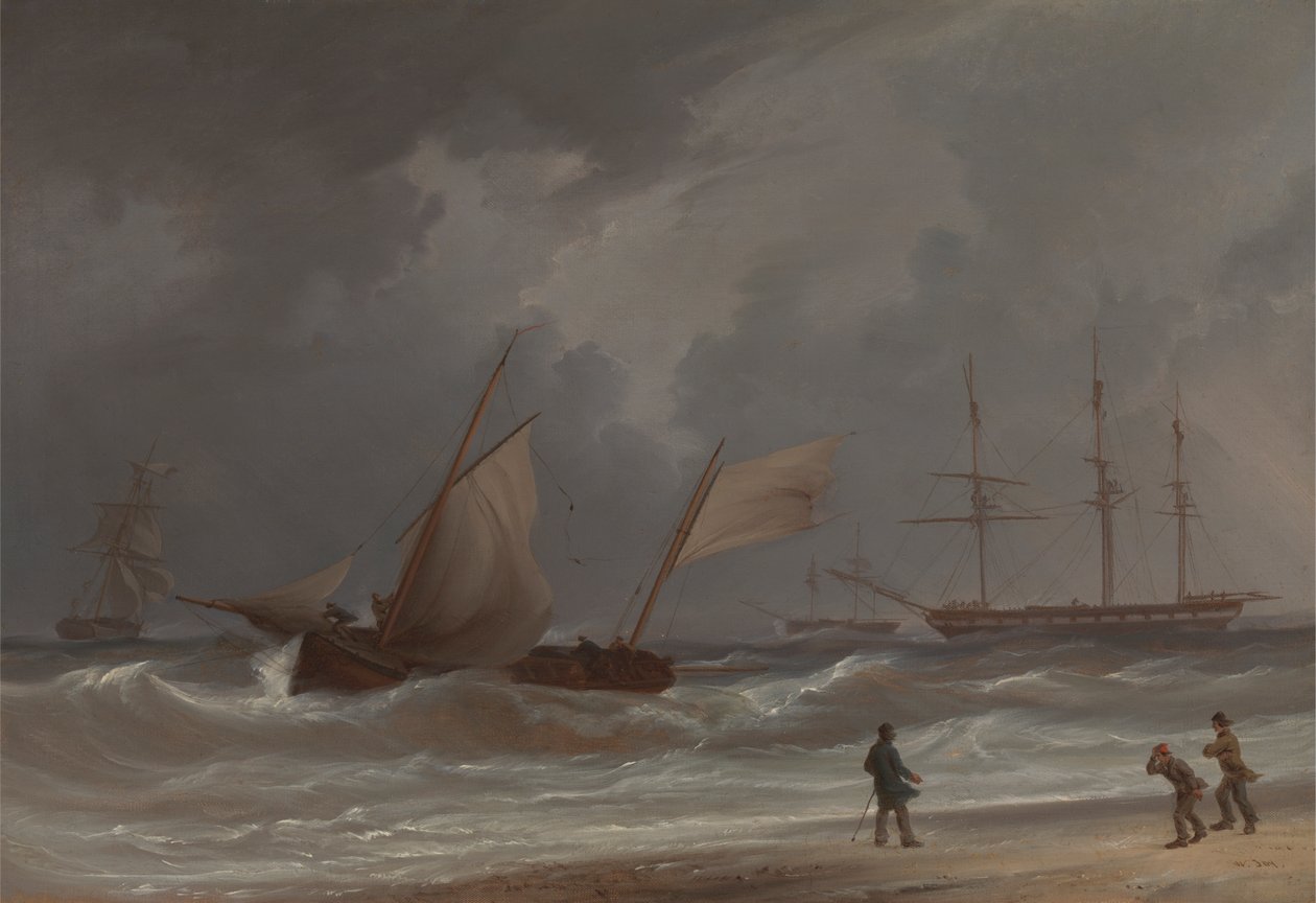 Lugger jadący na brzeg podczas wichury autorstwa William Joy