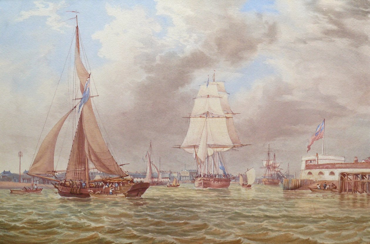 Żegluga przy wejściu do portu Portsmouth autorstwa William Joy