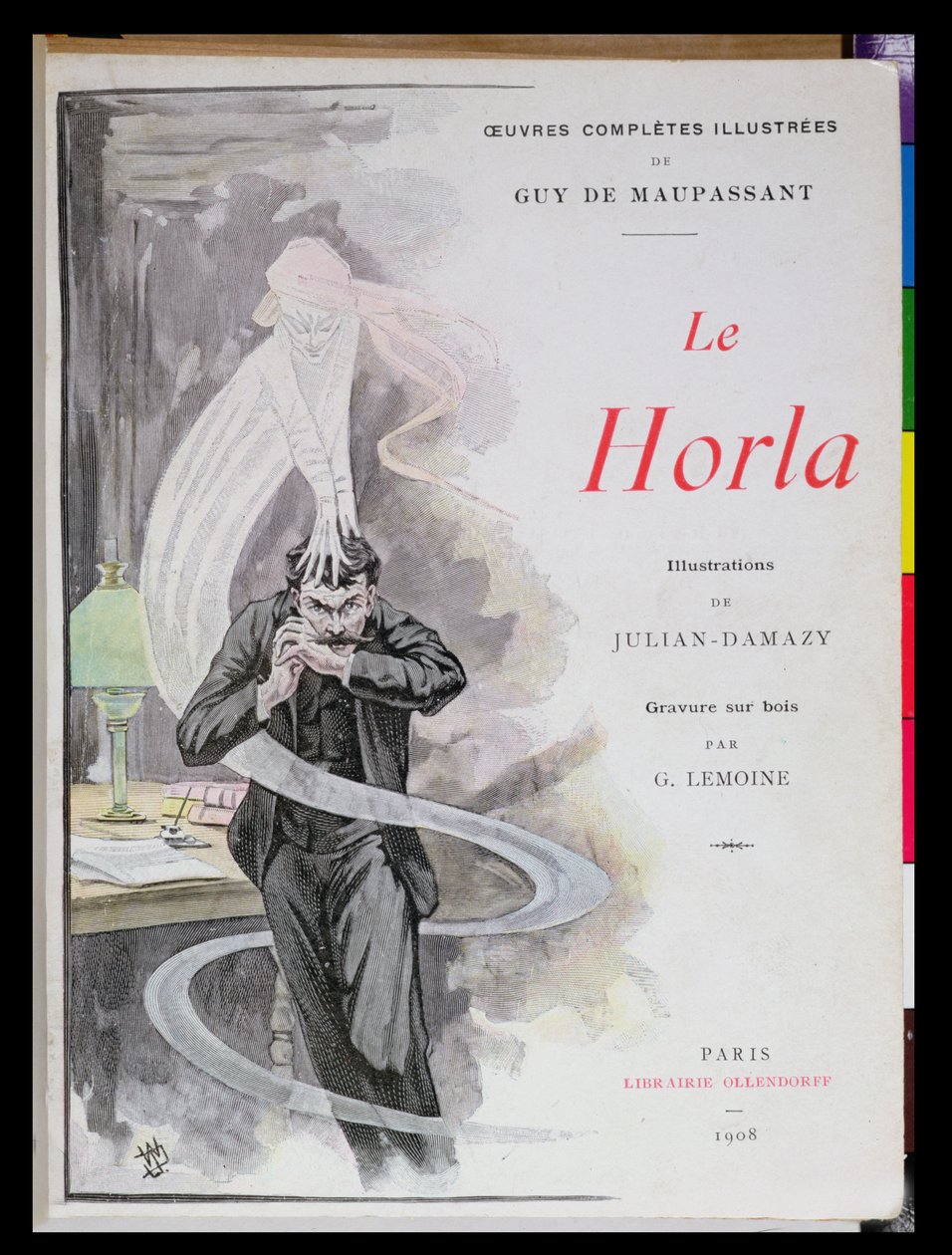 Przednia okładka „Le Horla” Guy de Maupassant (1850-93) 1908 autorstwa William Julian Damazy