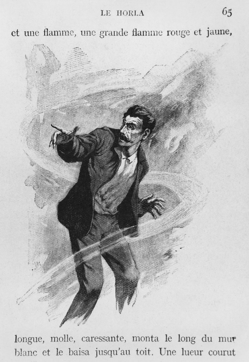 Narrator, ilustracja z "Le Horla" Guy de Maupassanta (1850-93), rytował Georges Lemoine, Paryż, Editions Albin Michel, ok. 1910 (drzeworyt) autorstwa William Julian Damazy
