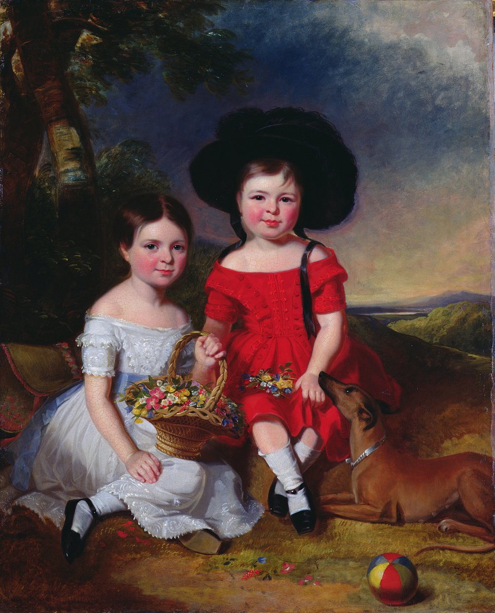 Annie i John Edward, dzieci Thomasa Rhodesa z Leeds (olej na płótnie) autorstwa William Keighley Briggs