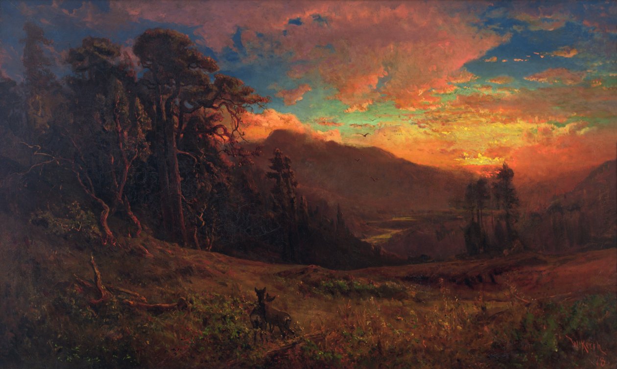 Jesienny zachód słońca nad rzeką Russian River autorstwa William Keith