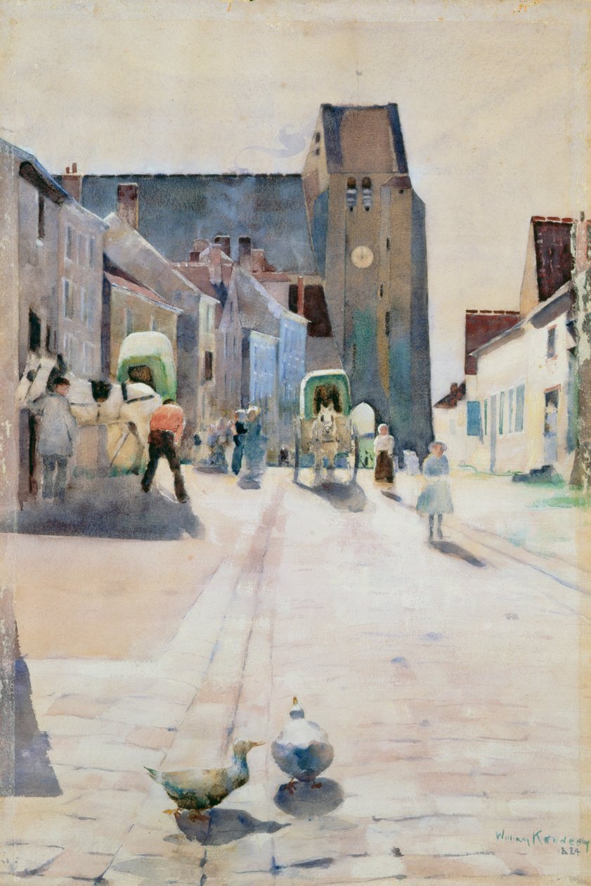Główna ulica, Grez-sur-Loing, 1884 autorstwa William Kennedy