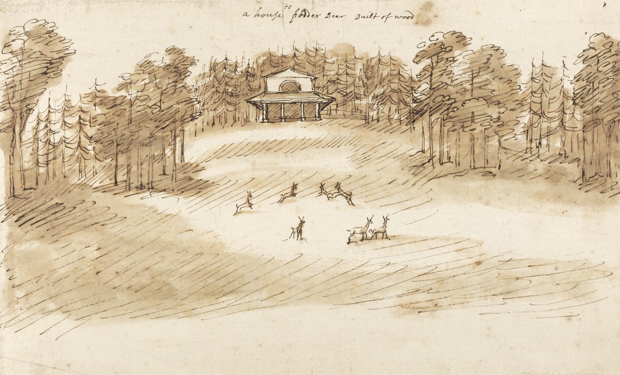 Deer Park (pióro i tusz z praniem na papierze) autorstwa William Kent