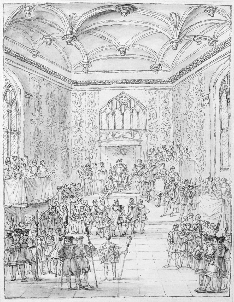 Henryk VIII odbiera Montmorency, ambasadora Francji, w Hampton Court autorstwa William Kent