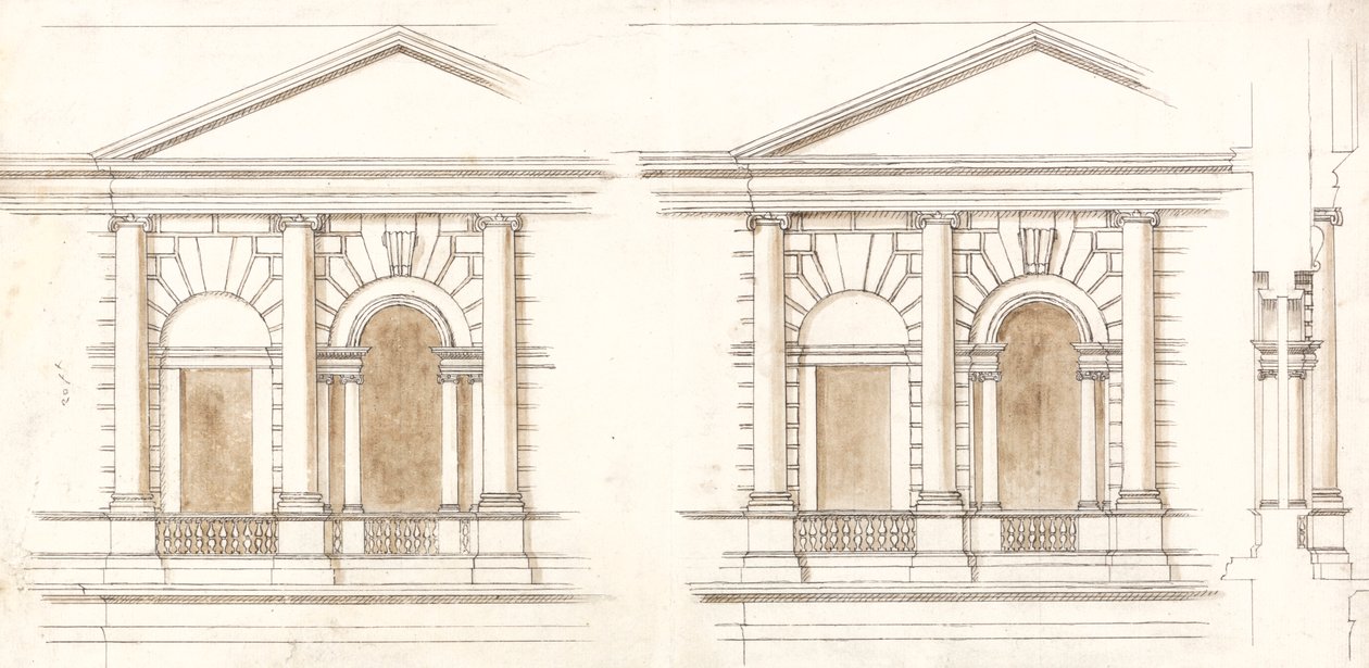 Skarbiec, Whitehall, Londyn: Alternatywne elewacje elewacji autorstwa William Kent