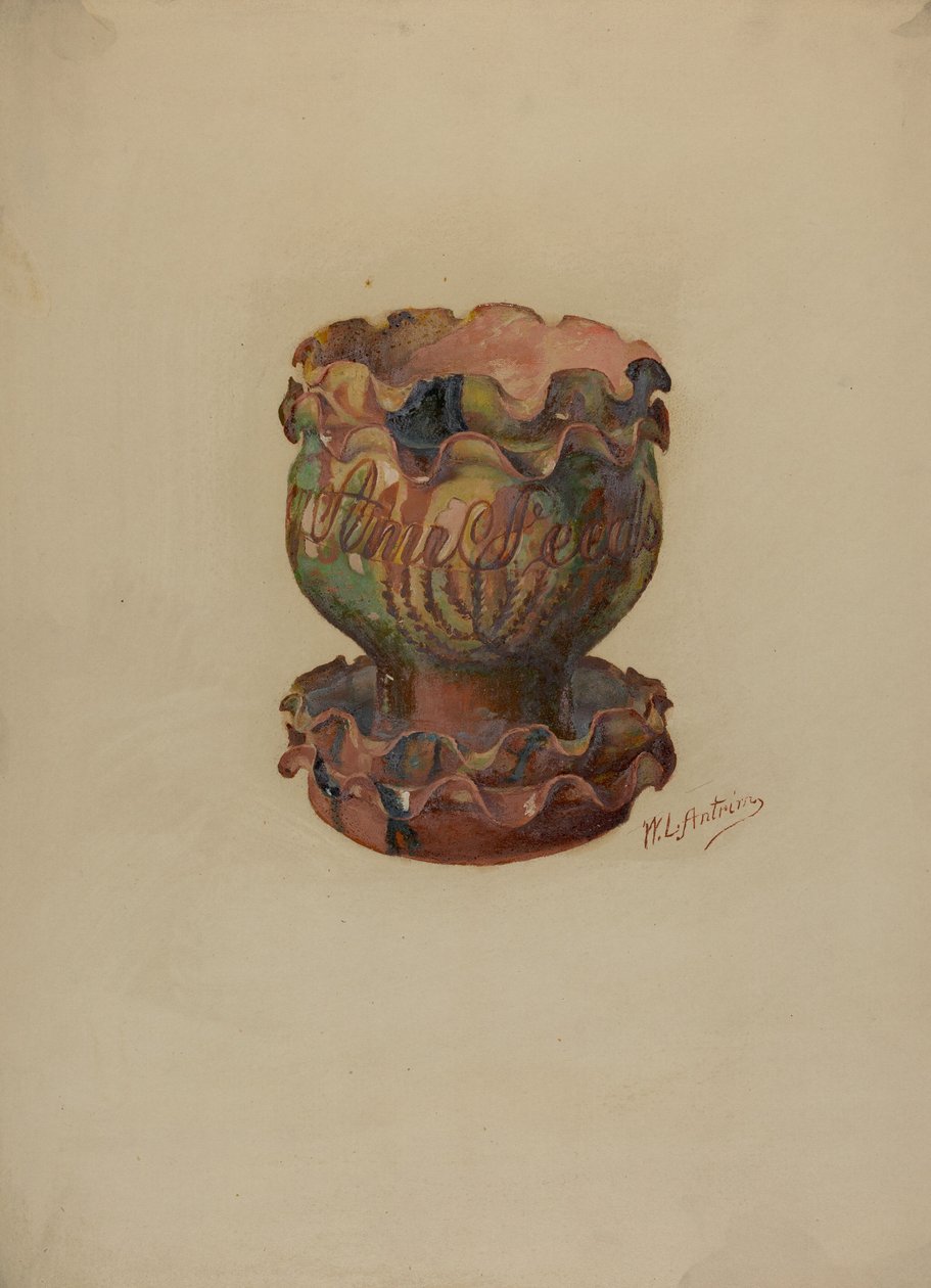 Pa. Niemiecka doniczka i taca, ok. 1900 r. 1936. autorstwa William L Antrim