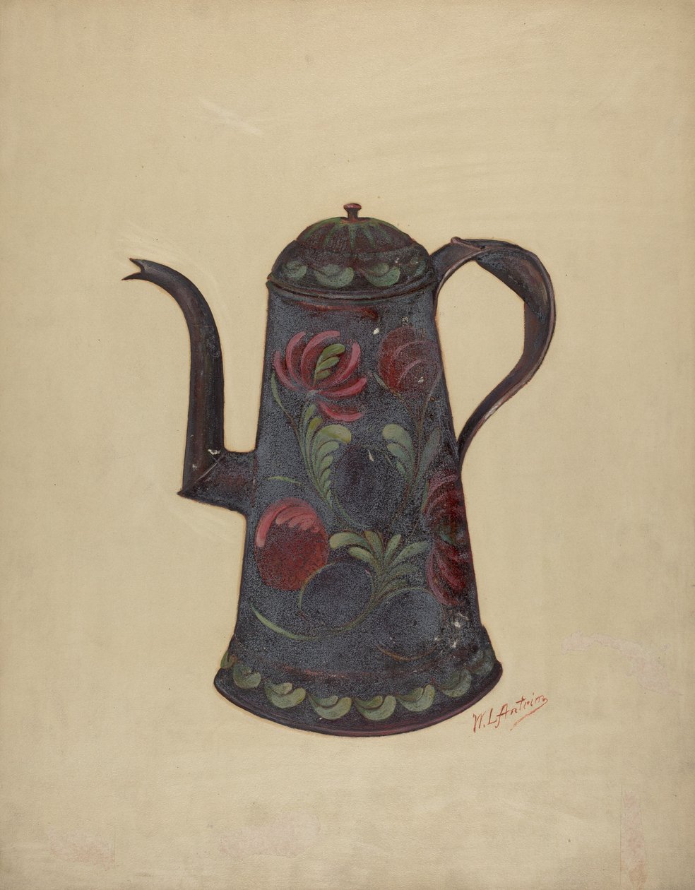 Dzbanek do kawy Toleware, ok. 1936. autorstwa William L Antrim