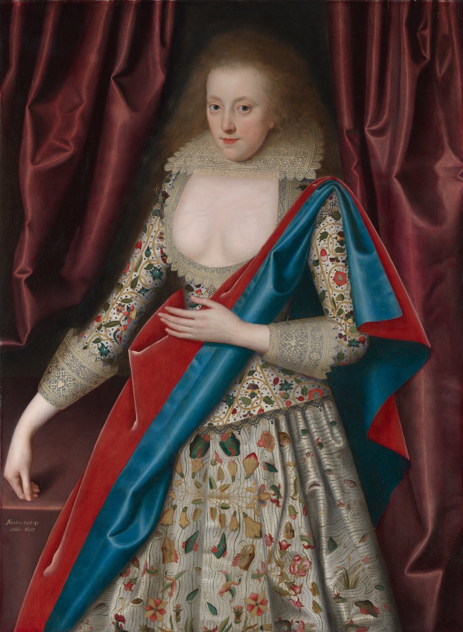 Retrato de uma jovem senhora, possivelmente Jane, Lady Thornhaughpolish autorstwa William Larkin