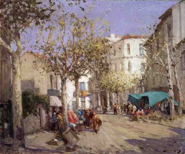 Targ Frejus, południe Francji (olej na płótnie) autorstwa William Lee Hankey