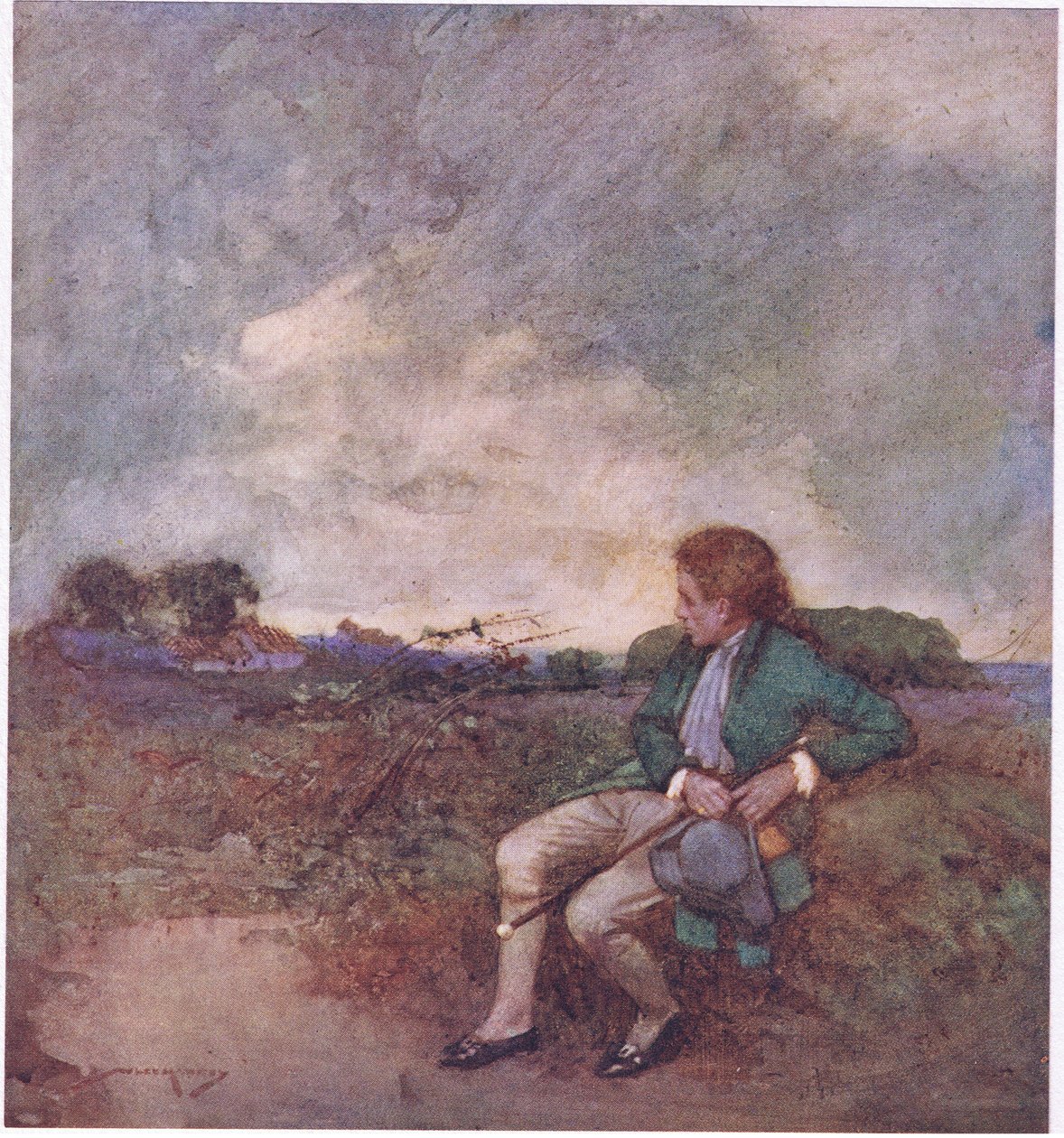 Tutaj, gdy odbywam samotne obchody, pośród twoich plątaniny spacerów i zrujnowanych terenów (litografia kolorowa) autorstwa William Lee Hankey