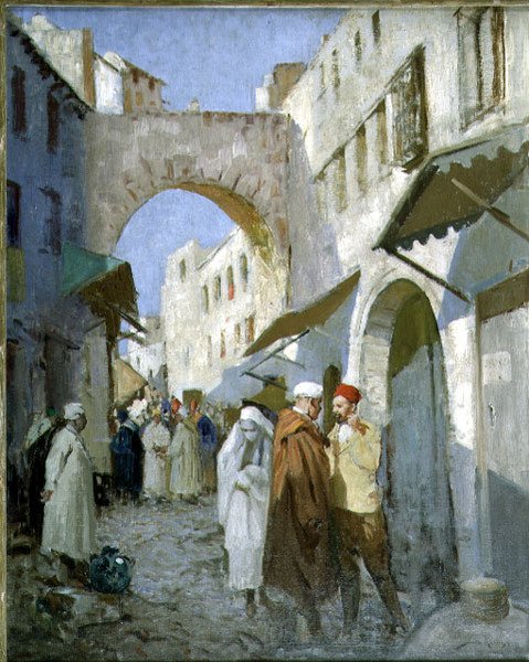 Marokańska scena uliczna (Tetuan) (olej na płótnie) autorstwa William Lee Hankey