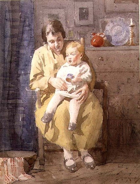 Matka i dziecko (akwarela na papierze) autorstwa William Lee Hankey