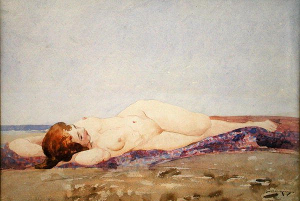 Leżący akt (akwarela na papierze) autorstwa William Lee Hankey