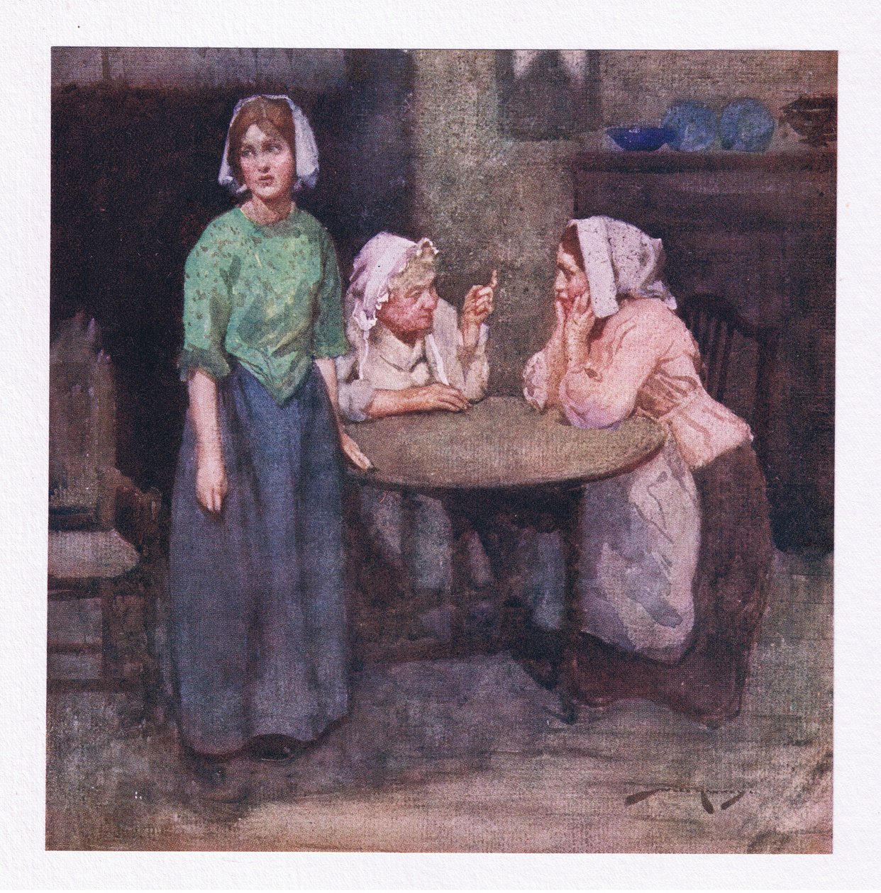 Kiedyś, być może w wiosce obficie pobłogosławionej, płakała nad opowieściami o przygnębionej niewinności (litografia kolorowa) autorstwa William Lee Hankey