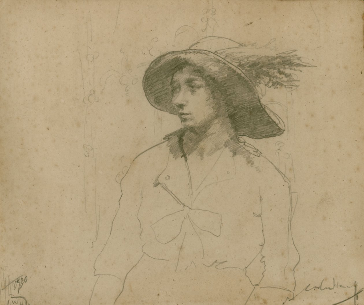 Estudo para um retrato de uma mulher sentada com chapéu polonês autorstwa William Lee Hankey