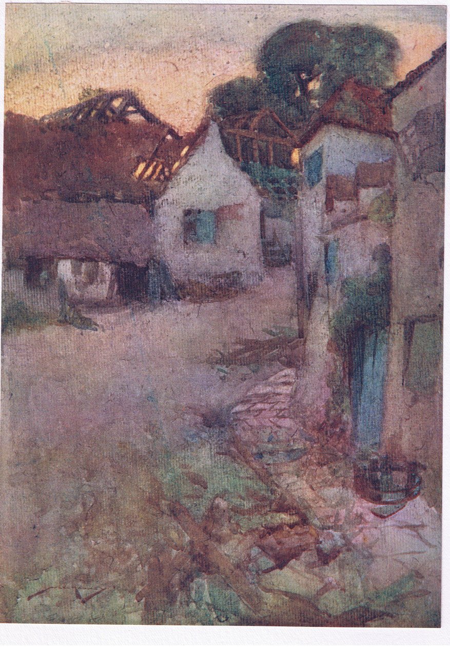 Zatopione są twoje altany, wszystkie w bezkształtnej ruinie, a wysoka trawa góruje nad rozpadającą się ścianą (kolorowa litografia) autorstwa William Lee Hankey